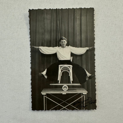 Vintage Circus Performer Act Photo Photograph Balancing Act Acrobat 1948 Paris