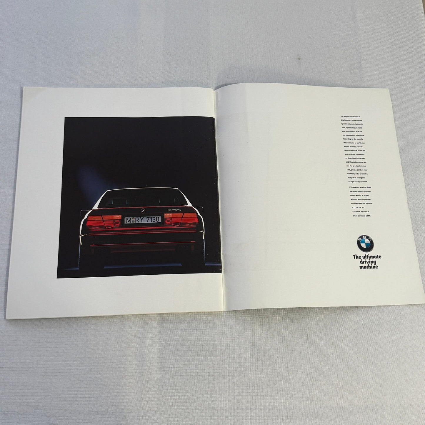 1990 BMW 850i Brochure Catalog BMW 8 Series BMW 850 Colour & Upholstery Lot 2x