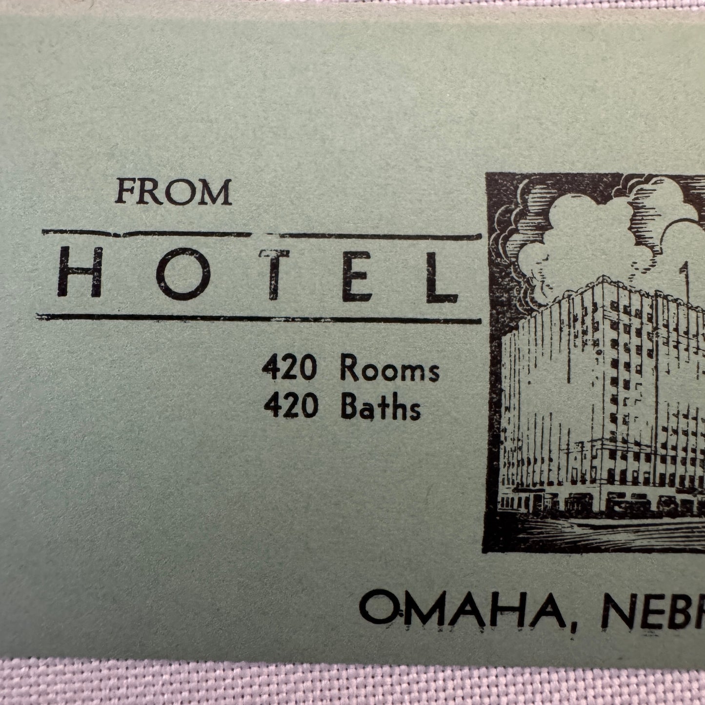 Vintage Hotel Travel Label Hotel Paxton Omaha Nebraska