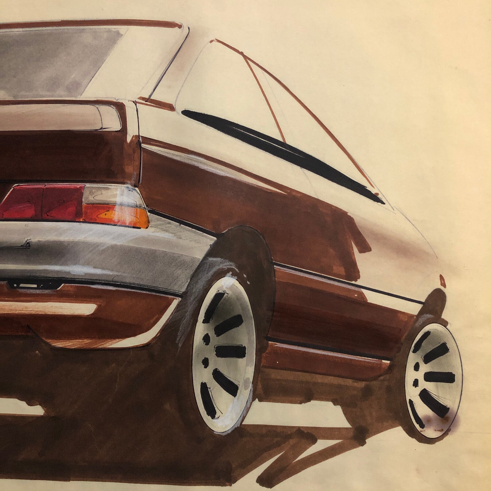 Styling Concept Car Illustration Art Drawing Sketch Vintage Luc LANDUYT 1984