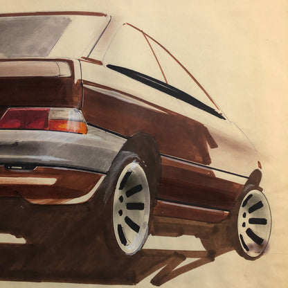Styling Concept Car Illustration Art Drawing Sketch Vintage Luc LANDUYT 1984