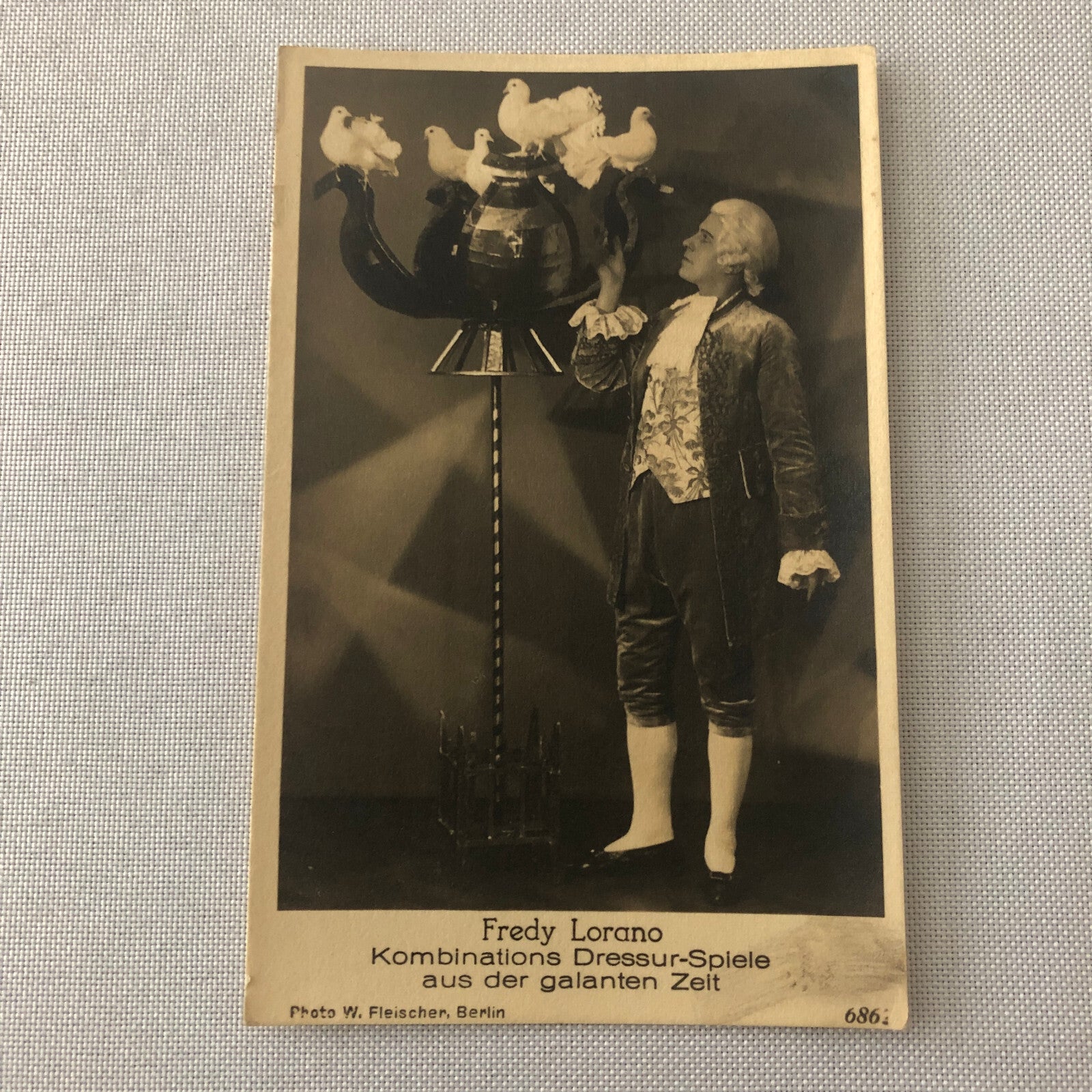 Circus Act with Birds Postcard Post Card Vintage Berlin Germany Fredy Lorano