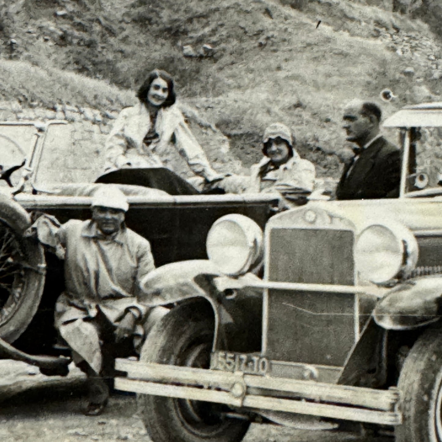 Vintage Photograph Photo Print People with Early Car Automobile European