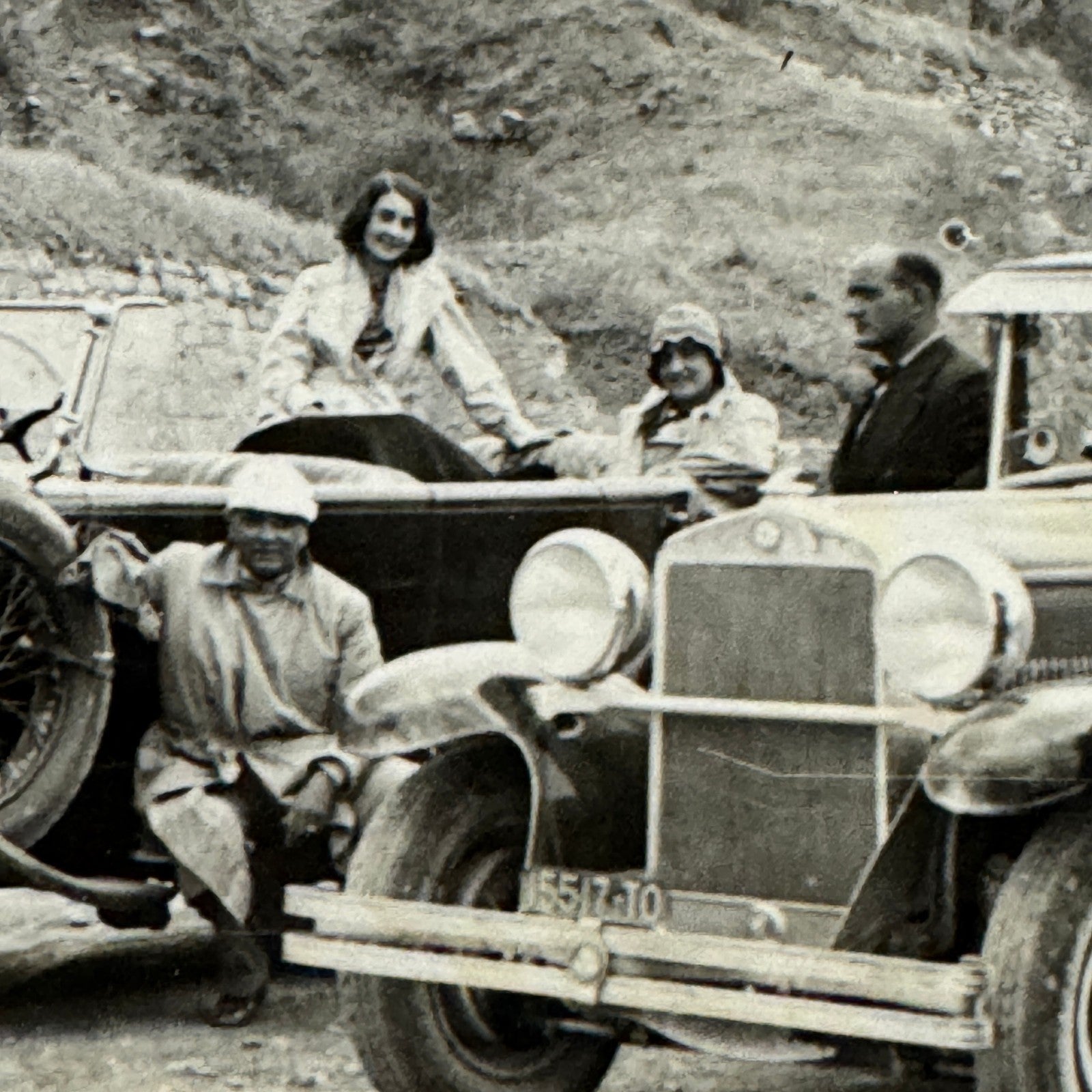 Vintage Photograph Photo Print People with Early Car Automobile European