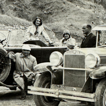 Vintage Photograph Photo Print People with Early Car Automobile European