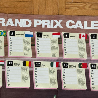1990 Formula One Grand Prix Racing Calendar Poster Benetton Ford Nelson Piquet