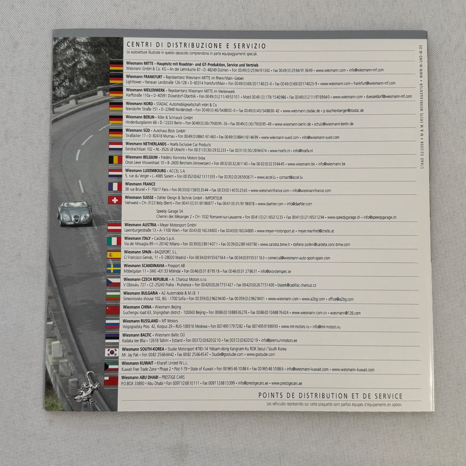 2008 Wiesmann Roadster Brochure Catalog Sports Car Italian French Text European