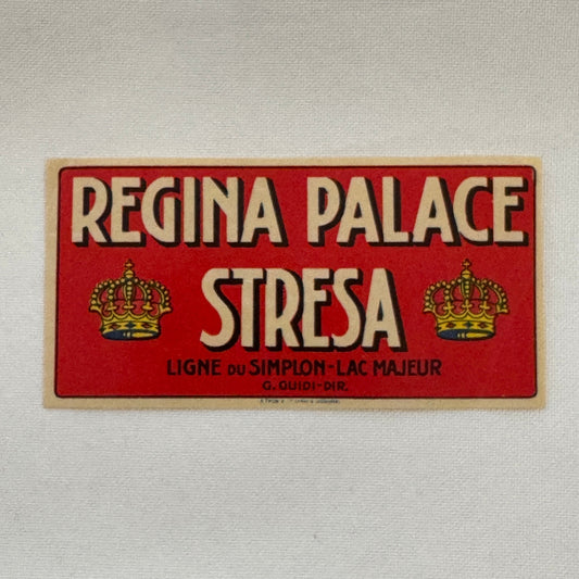 Vintage Travel Luggage Label Hotel Regina Palace Stresa Ligne du Simplon