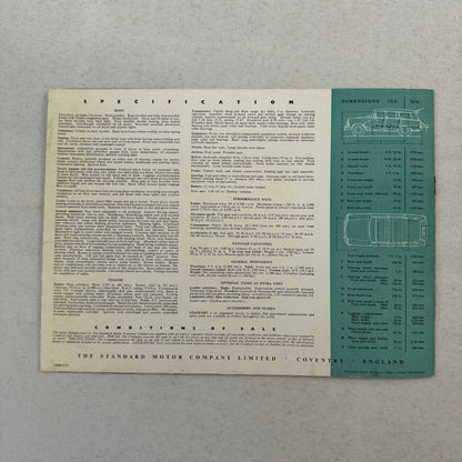 Standard Vanguard Estate Car Station Wagon Sales Brochure Catalog Vintage