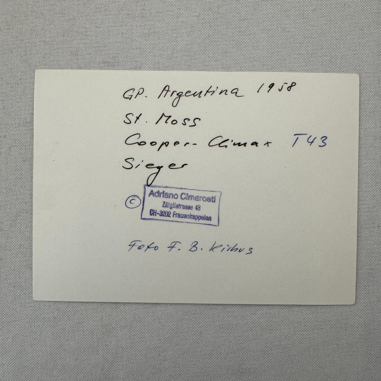 Stirling Moss Cooper Climax 1958 Argentine Grand Prix Racing Photo Photograph