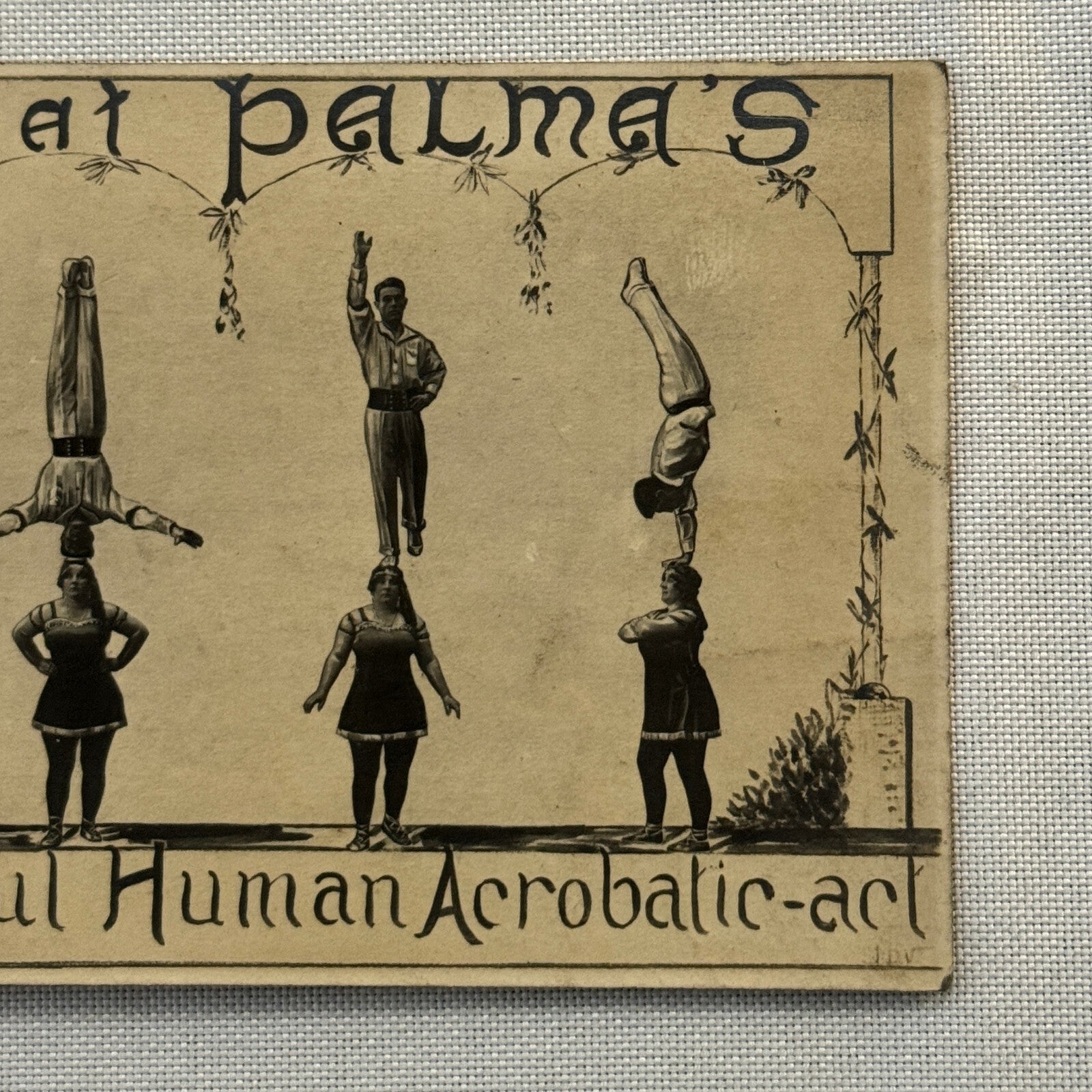 Vintage Circus Acrobat Act Postcard Post Card The Great Palmas European