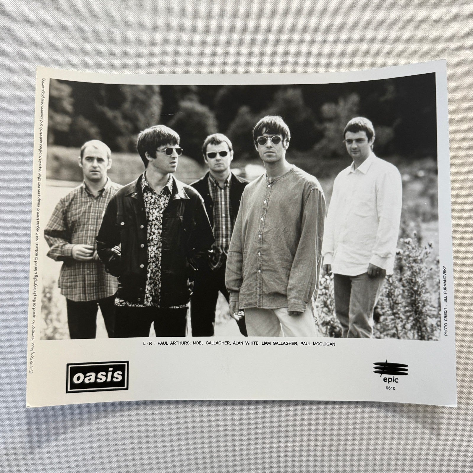 Oasis Publicity Press Photo Photograph Liam Gallagher Noel Gallagher 1995