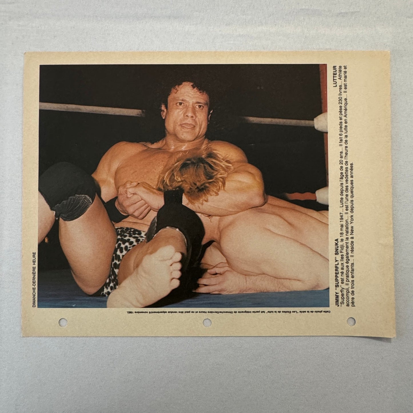 Vintage Wrestling Print Insert Jimmy Superfly Snuka Quebec French 1983 Super Fly