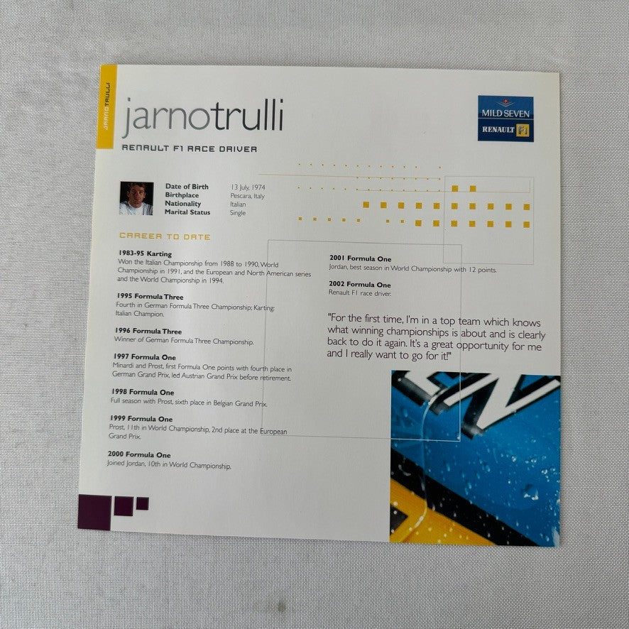 2002 Renault Mild Seven F1 Formula One Team Press Kit Brochure CD
