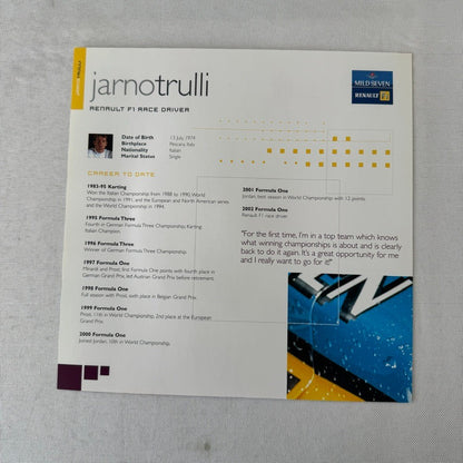 2002 Renault Mild Seven F1 Formula One Team Press Kit Brochure CD