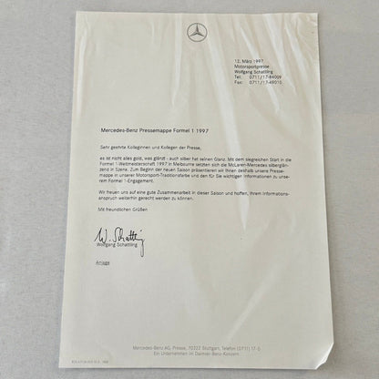 1997 Mercedes Marlboro F1 Formula One Racing Press KIt Mika Hakkinen Coulthard