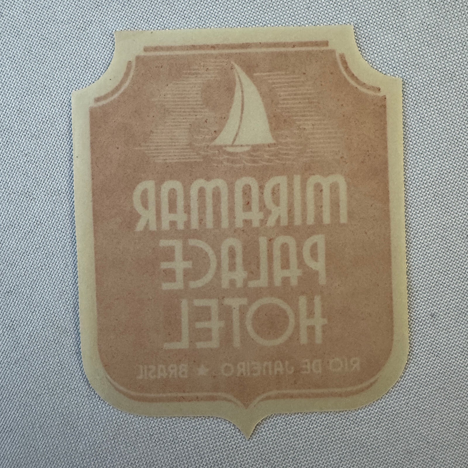 Vintage Hotel Travel Luggage Label Miramar Palace Hotel Rio de Janeiro Brazil