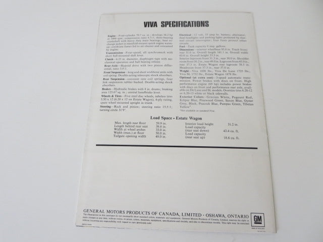 1960s Vauxhall Viva & Estate Wagon Sales Brochure Advertising 