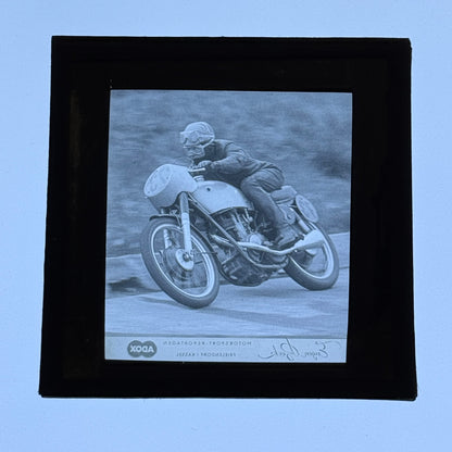 Antique Glass Plate Lantern Slide Motorcycle Racing Hans Baltisberger German Bik
