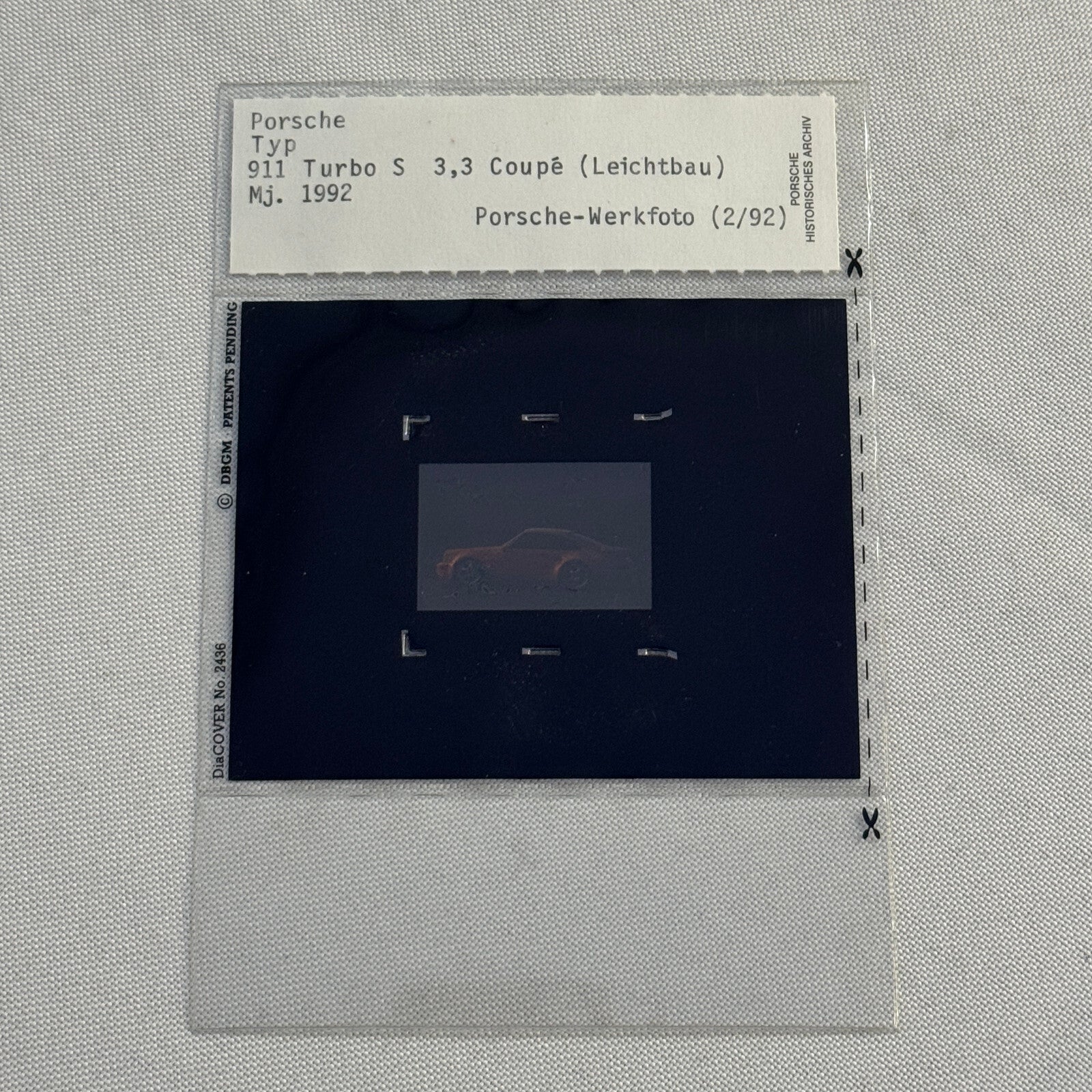 1992 Porsche 911 Turbo S 3.3 Coupe Leichtbau Factory Photo Slide Transparency