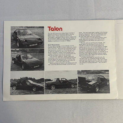 Vintage Talon VW Volkswagen Beetle Chassis Kit Car Sales Brochure Catalog