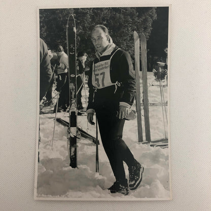 Vintage Photograph of Racing Driver Stirling Moss Skiing Ski Photo