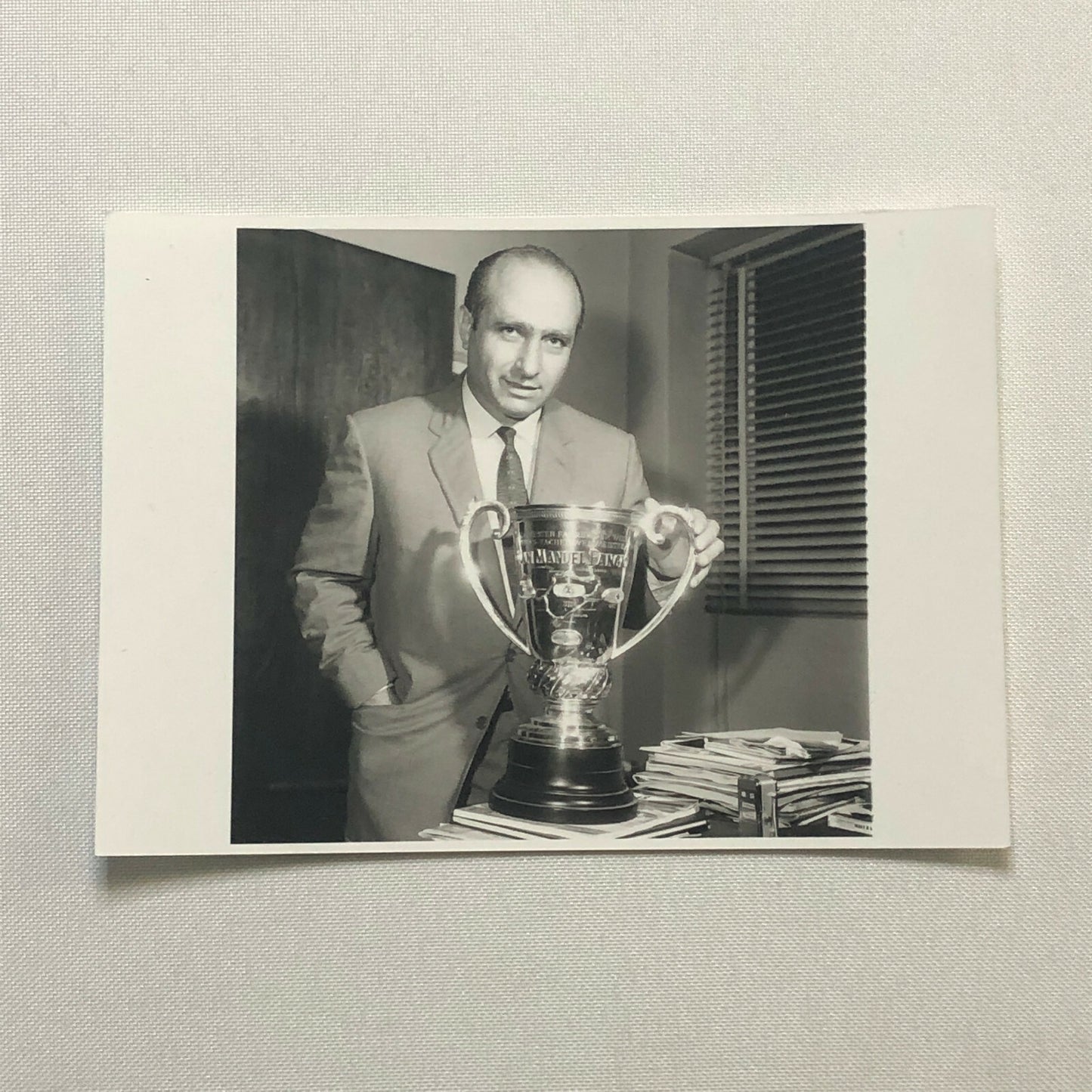 Juan Manuel Fangio Racing Driver with Trophy Photo Photograph Print 