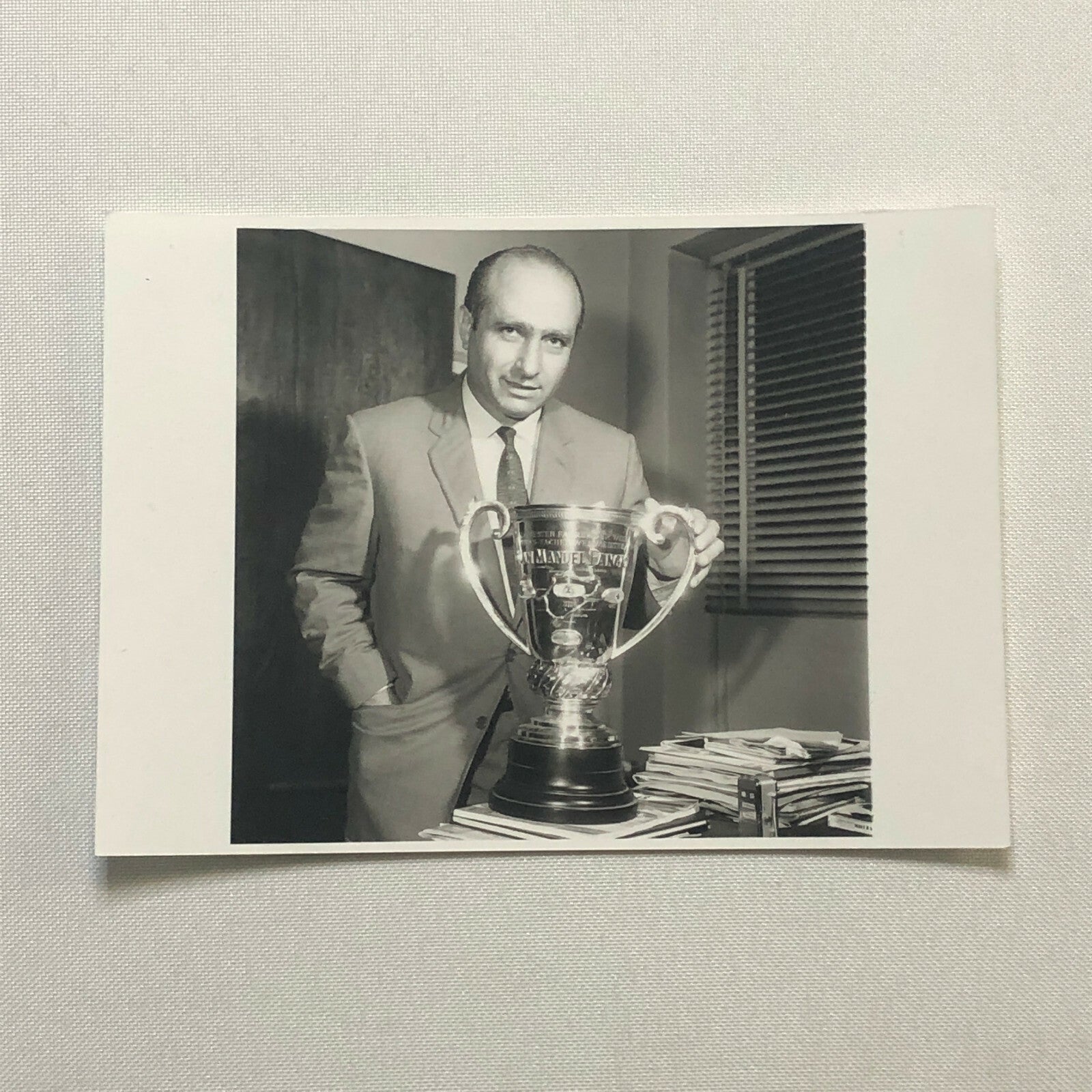 Juan Manuel Fangio Racing Driver with Trophy Photo Photograph Print 