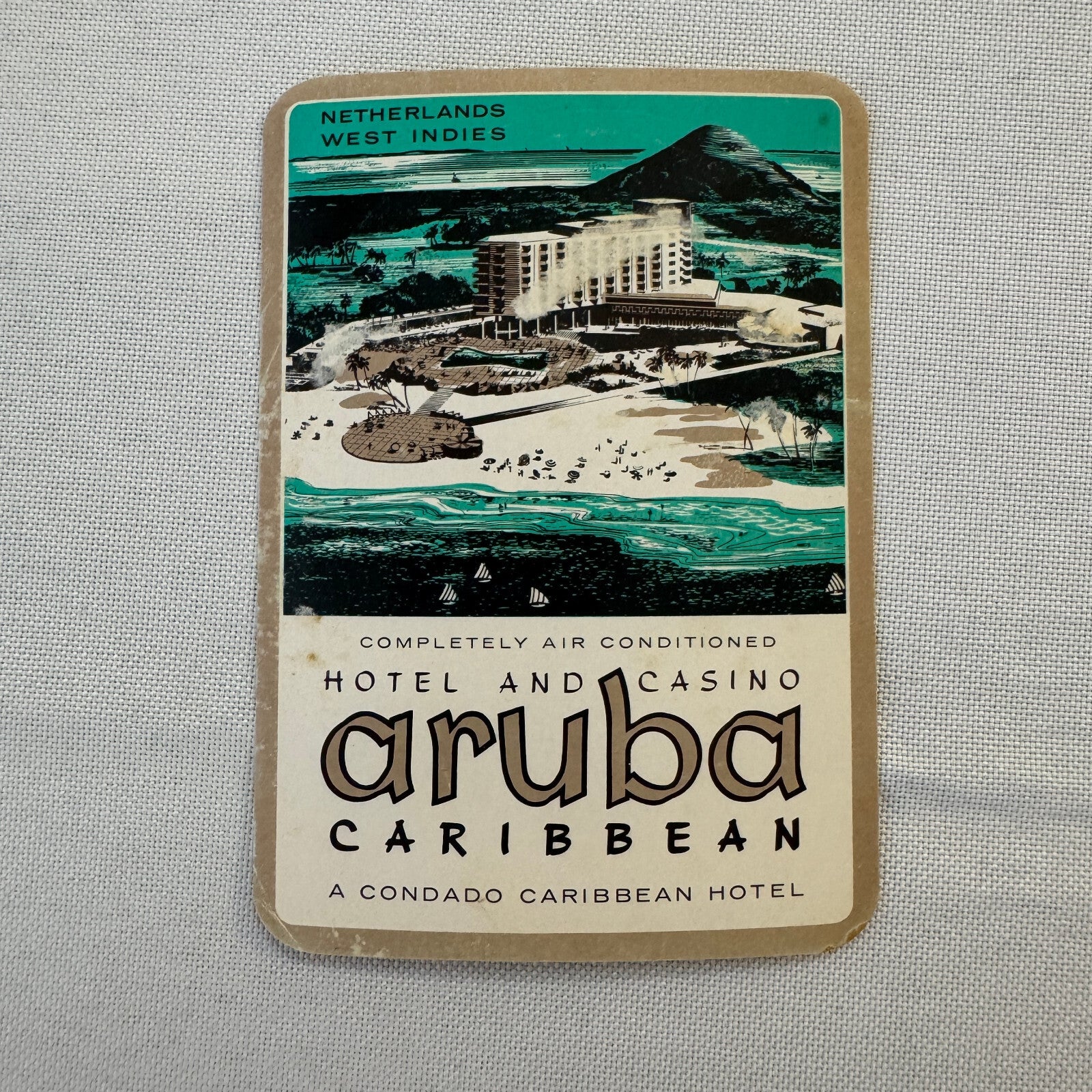 Vintage Hotel Travel Label Aruba Caribbean Hotel and Casino