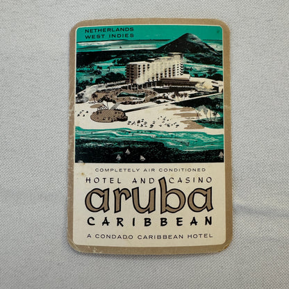 Vintage Hotel Travel Label Aruba Caribbean Hotel and Casino