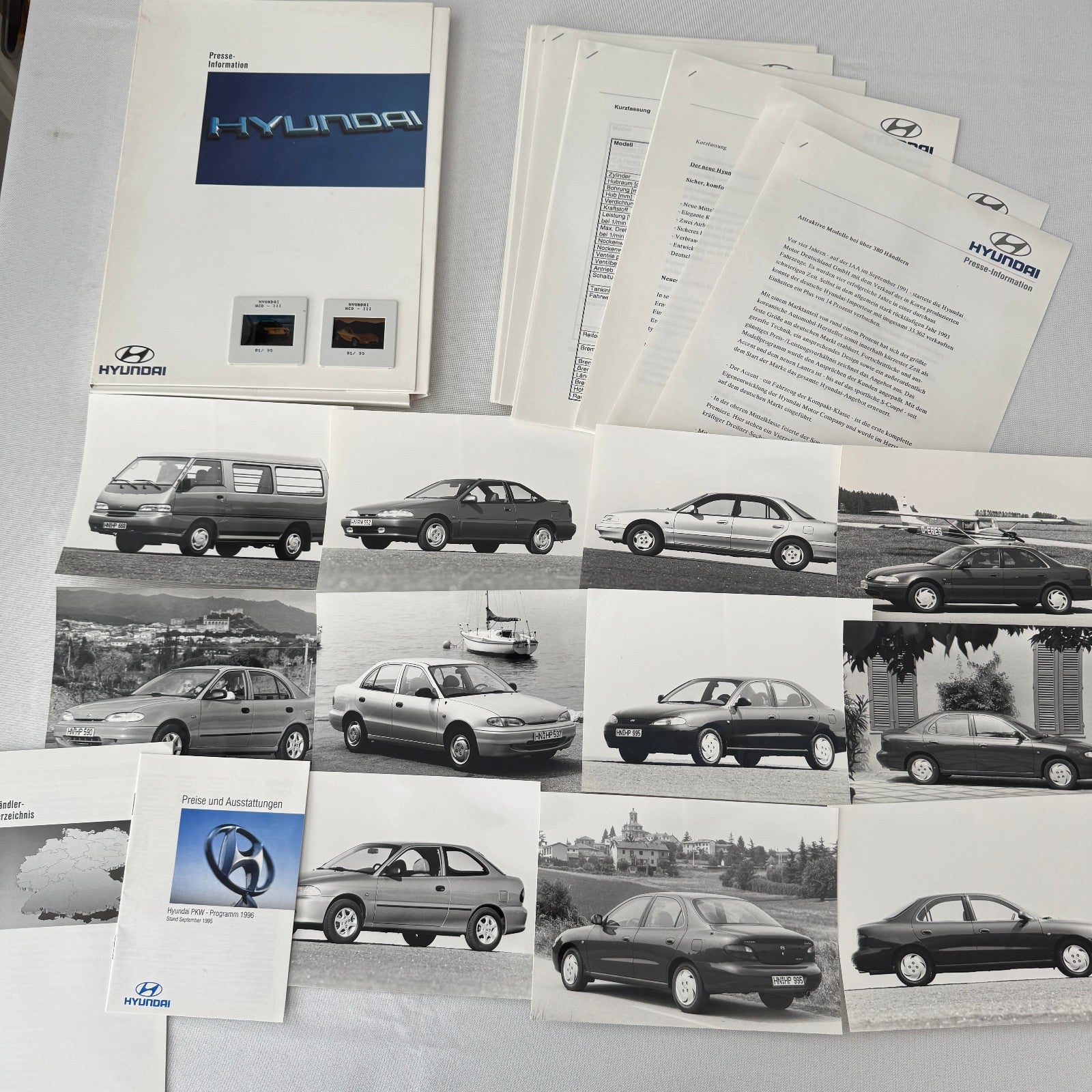 1996 Hyundai Car Press Kit S-Coupe S Coupe Sonata Lantra Accent H100 GERMAN