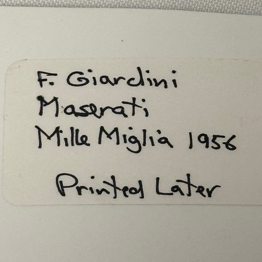 Mille Miglia Racing Photo Francesco Giardini Maserati Car 1956 Modern Print