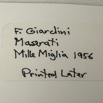 Mille Miglia Racing Photo Francesco Giardini Maserati Car 1956 Modern Print