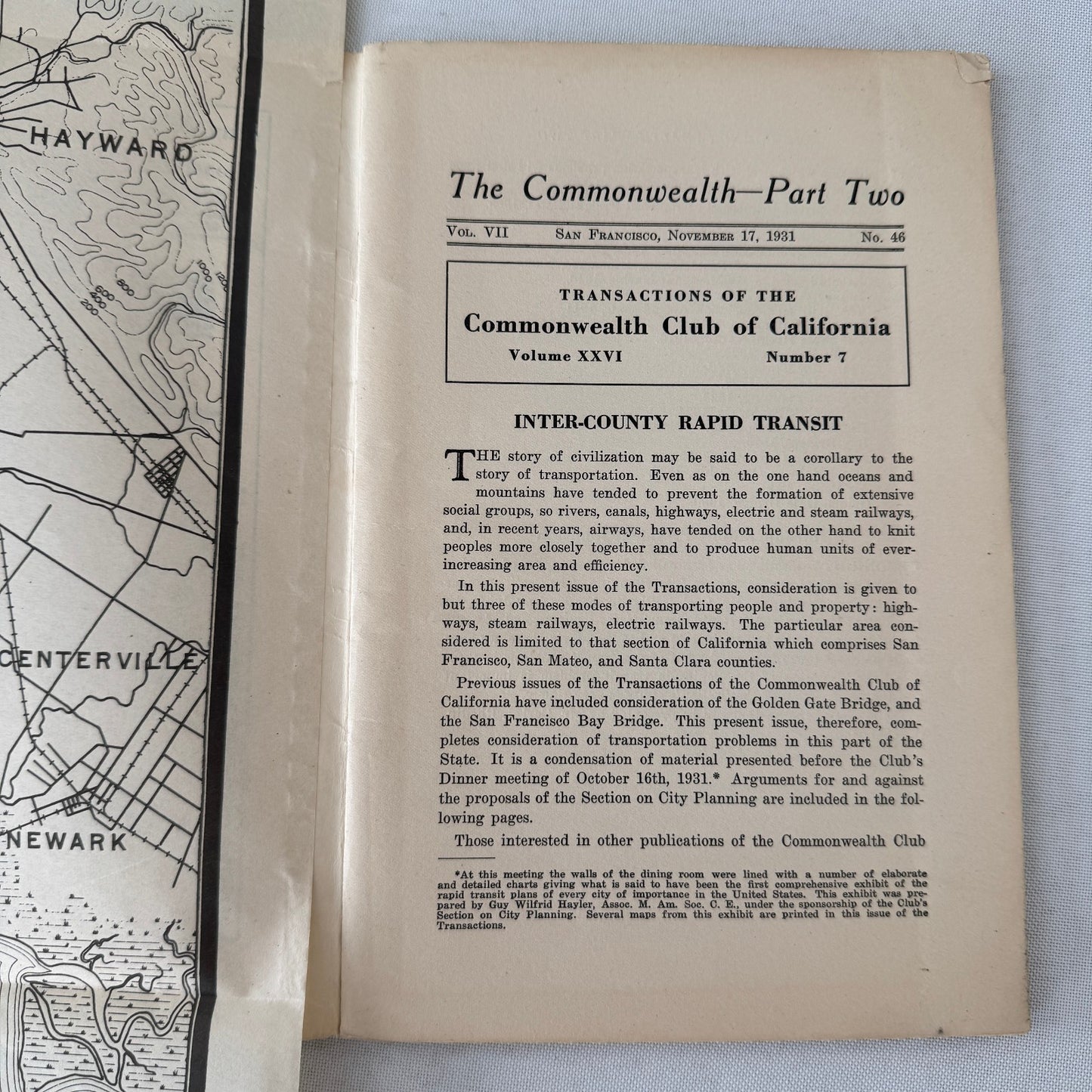 Commonwealth Club of California The Commonwealth Journal Railway Highway 1931