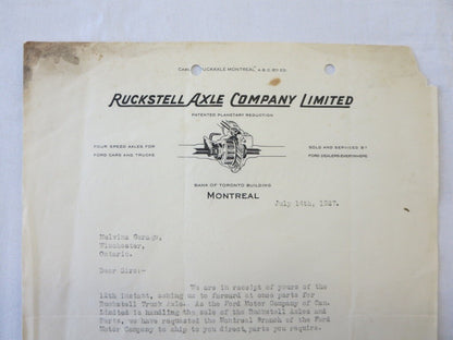 1927 Ruckstell Truck Axle Company Factory Letter FORD Letterhead