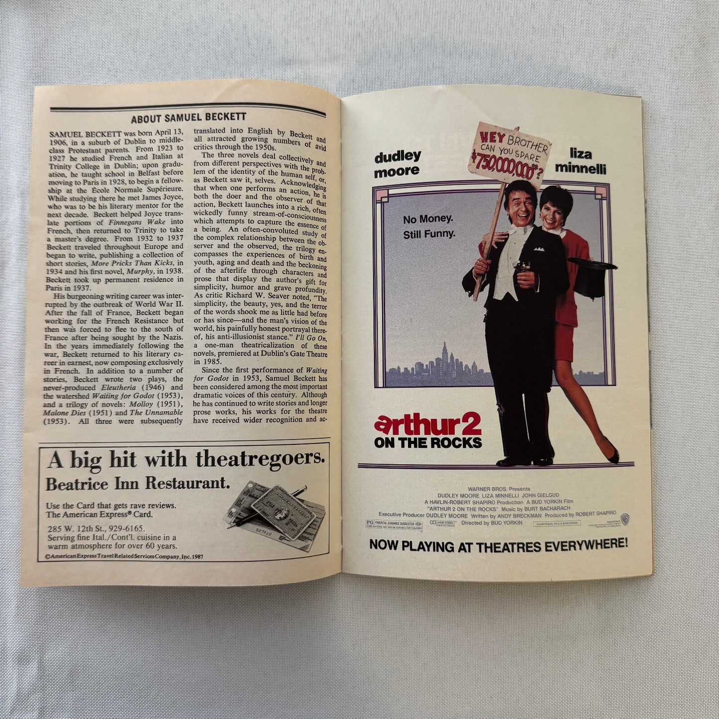I'll Go On Signed Playbill Autographed Program Barry McGovern 1988