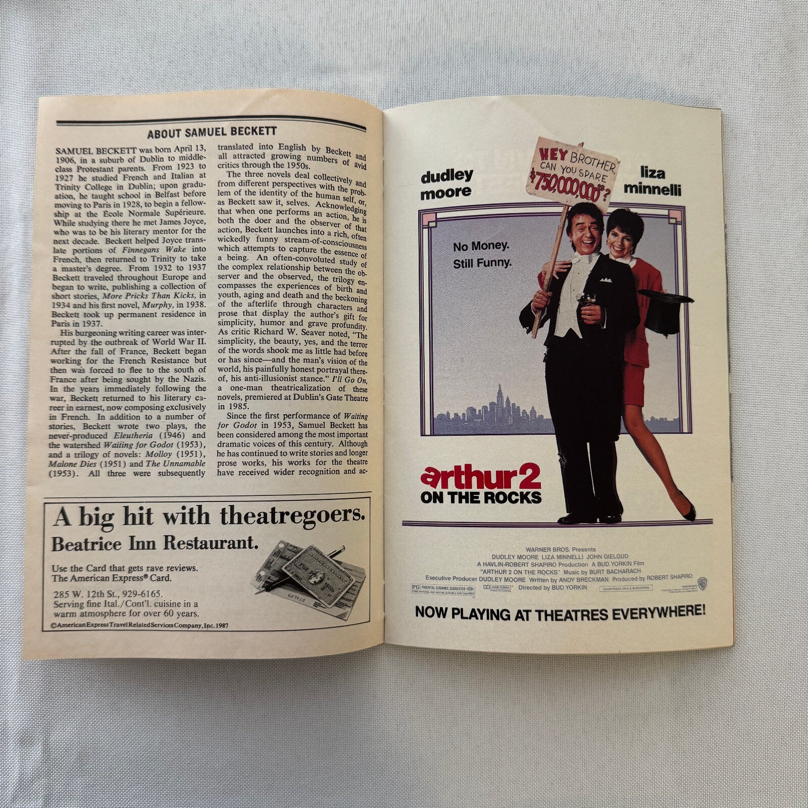 I'll Go On Signed Playbill Autographed Program Barry McGovern 1988