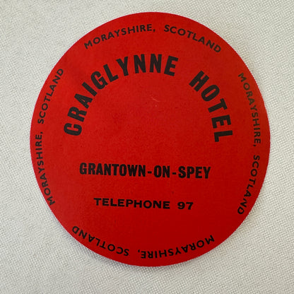 Vintage Hotel Travel Label Craiglynne Hotel Morayshire Scotland Scottish