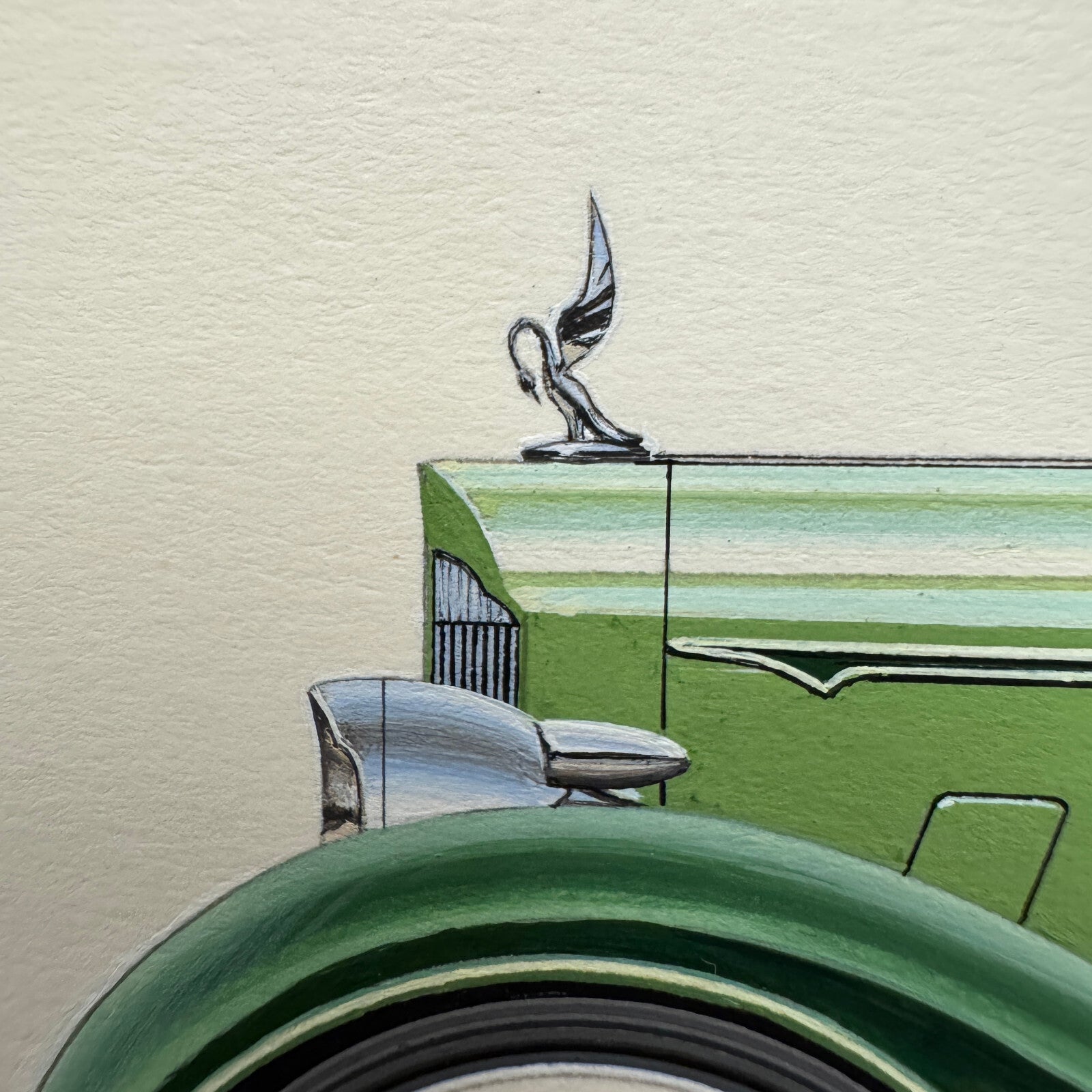 1934 Packard 12 Convertible Victoria Car Illustration Art Drawing Hand Drawn