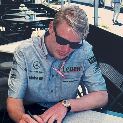 Mika Hakkinen Mercedes McLaren Racing Driver Photo Photograph Lot 2x Mobil Oil