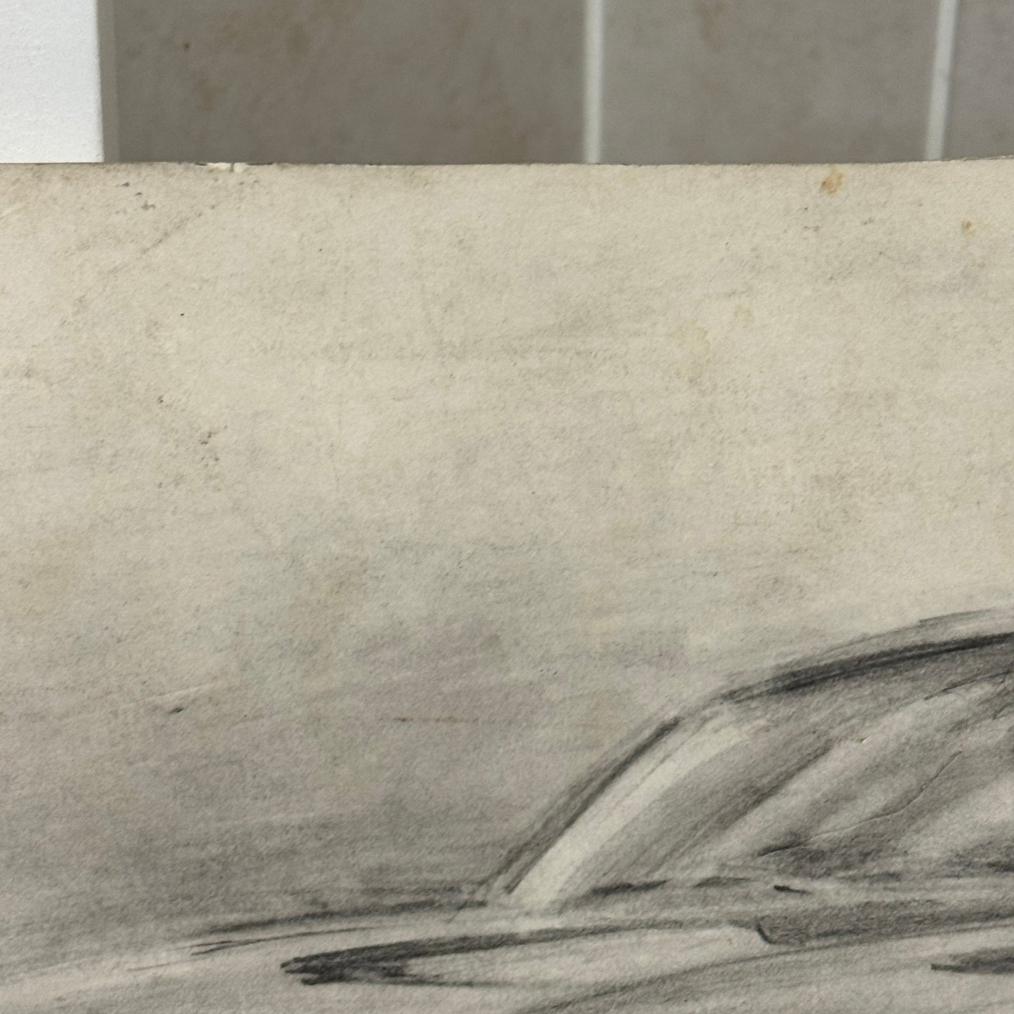 Ford Mustang Vintage Car Illustration Drawing Sketch Original Art Signed