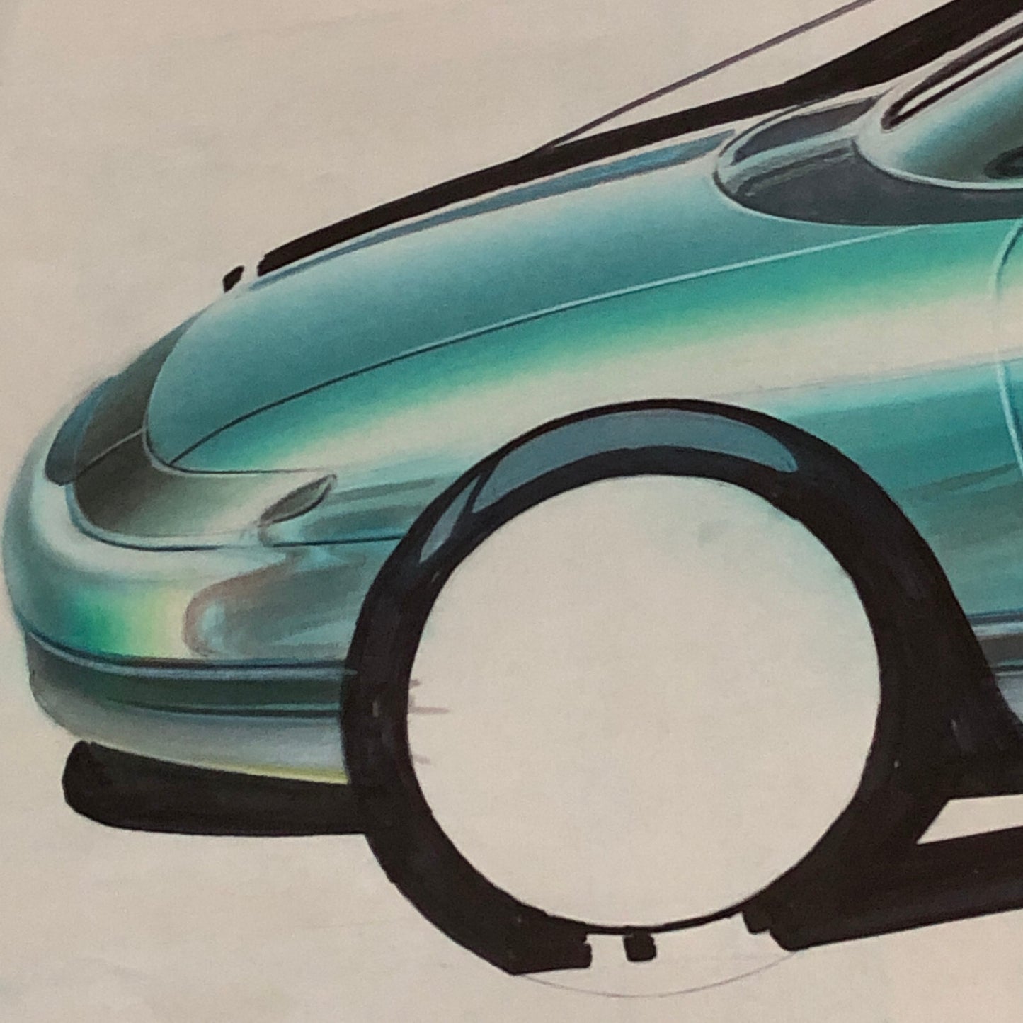 Car Styling Concept Illustration Art Drawing Sketch Vintage Lot of 2