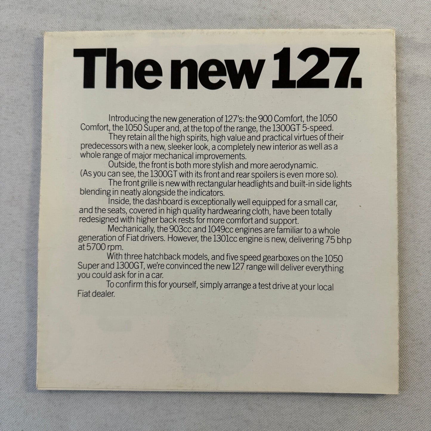 Fiat Car Sales Brochure Catalog 126 Panda Strada TC X1/9 Supermirafiori Argenta