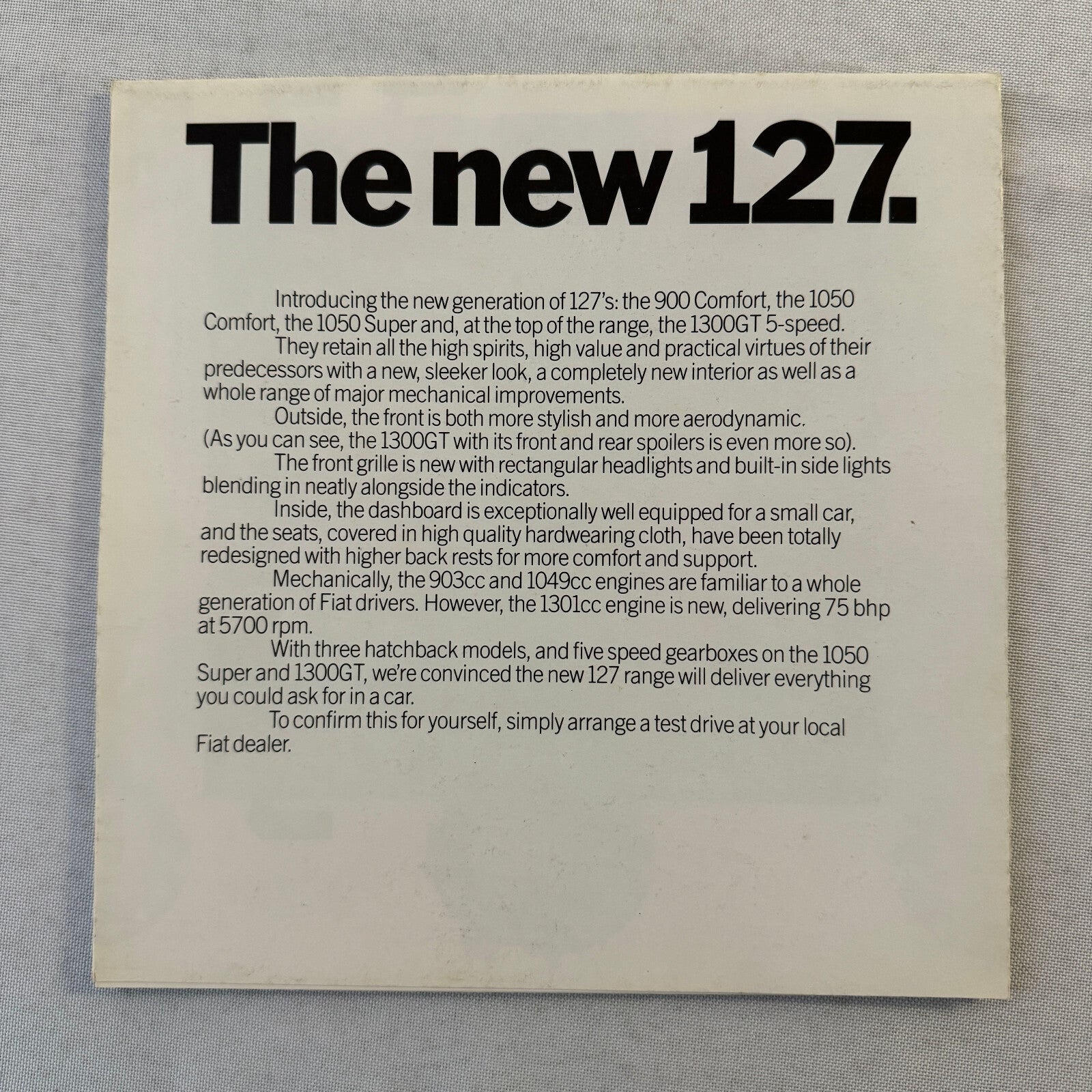 Fiat Car Sales Brochure Catalog 126 Panda Strada TC X1/9 Supermirafiori Argenta