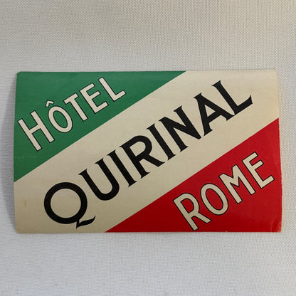 Vintage Travel Luggage Label Hotel Quirinal Rome
