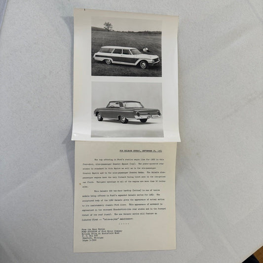 1962 Ford Factory Press Photo Photograph Galaxie 500 Country Squire Wagon