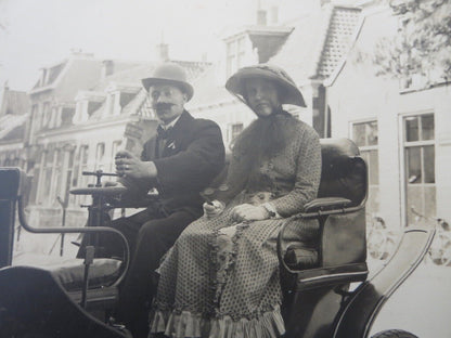 Couple in 1898 De Dion Bouton Car Photograph - Vintage 1930 Image Photo