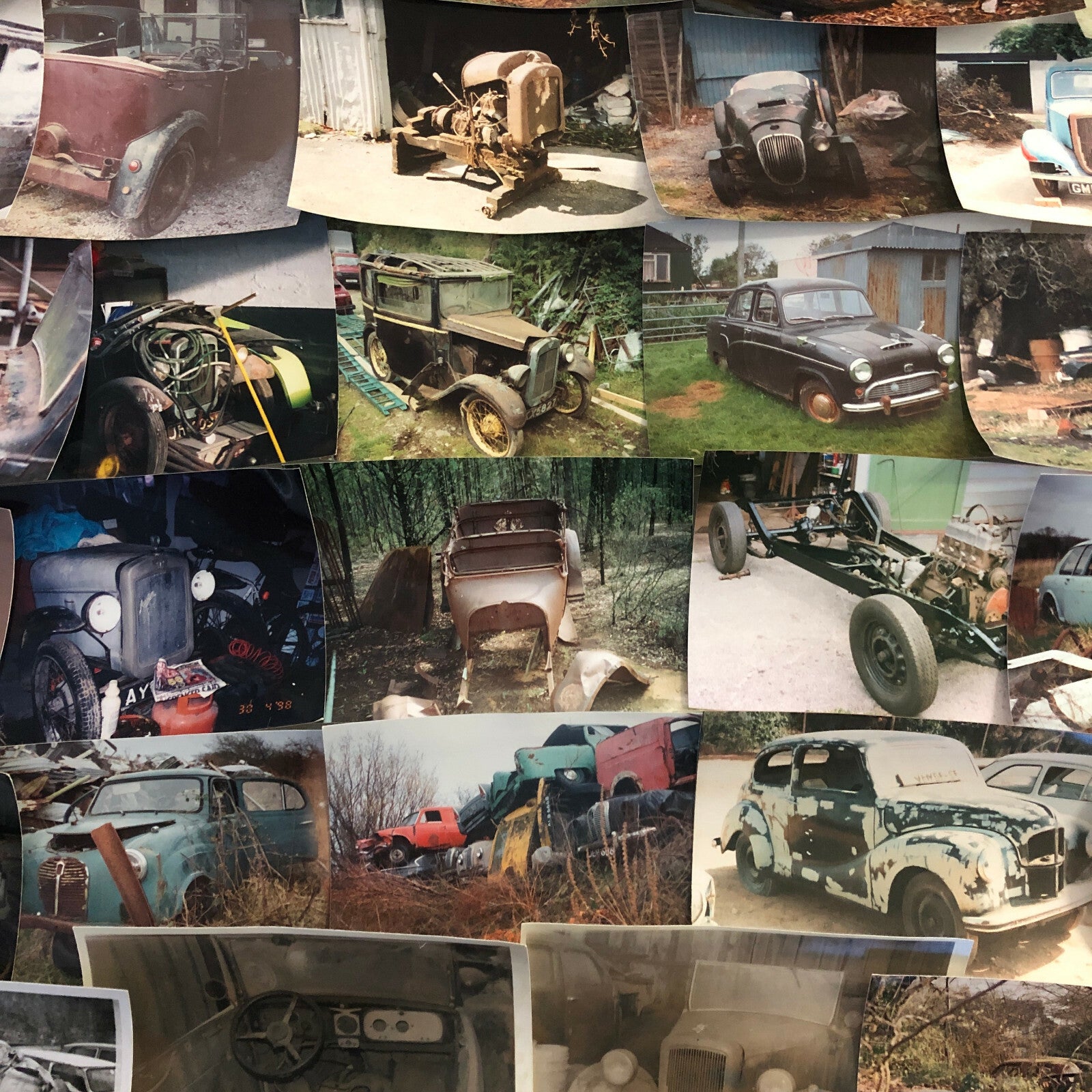 Vintage Austin Car Photo Barn Find Junkyard Parts Lot of 30 Photographs