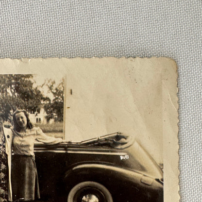 Vintage Photograph Photo Print Women with Car Automobile