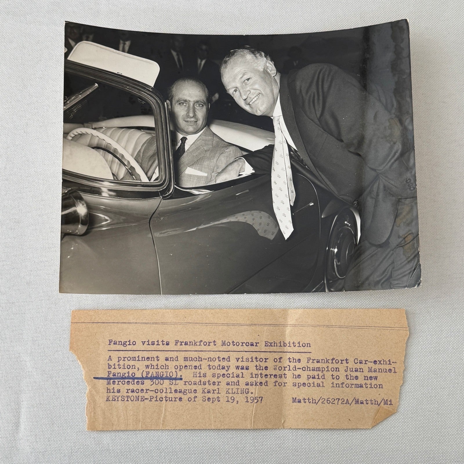 Juan Manuel Fangio Mercedes 300 SL Roadster Italian Press Photo Photograph 1957